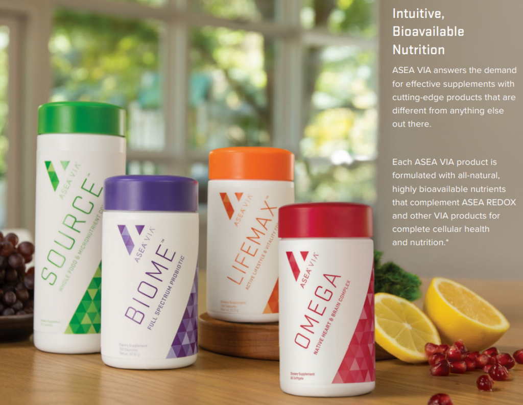 Four ASEA VIA nutrition products